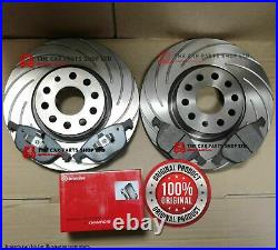 For Toyota Avensis 2.0 D-4d 2009 Grooved Rear Brake Discs & Brembo Pads Premium