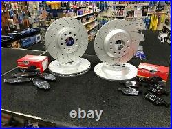 For Toyota Avensis 2.0d-4d 3-08 Front & Rear Drilled Grooved Brake Discs & Pads