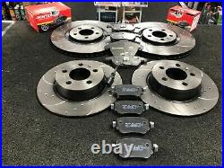 For Toyota Avensis 2.0d-4d 3-08 Front & Rear Drilled Grooved Brake Discs & Pads