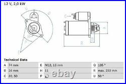Genuine BOSCH Starter Motor for Toyota Avensis D-4D 2ADFTV 2.2 (10/2005-11/2008)